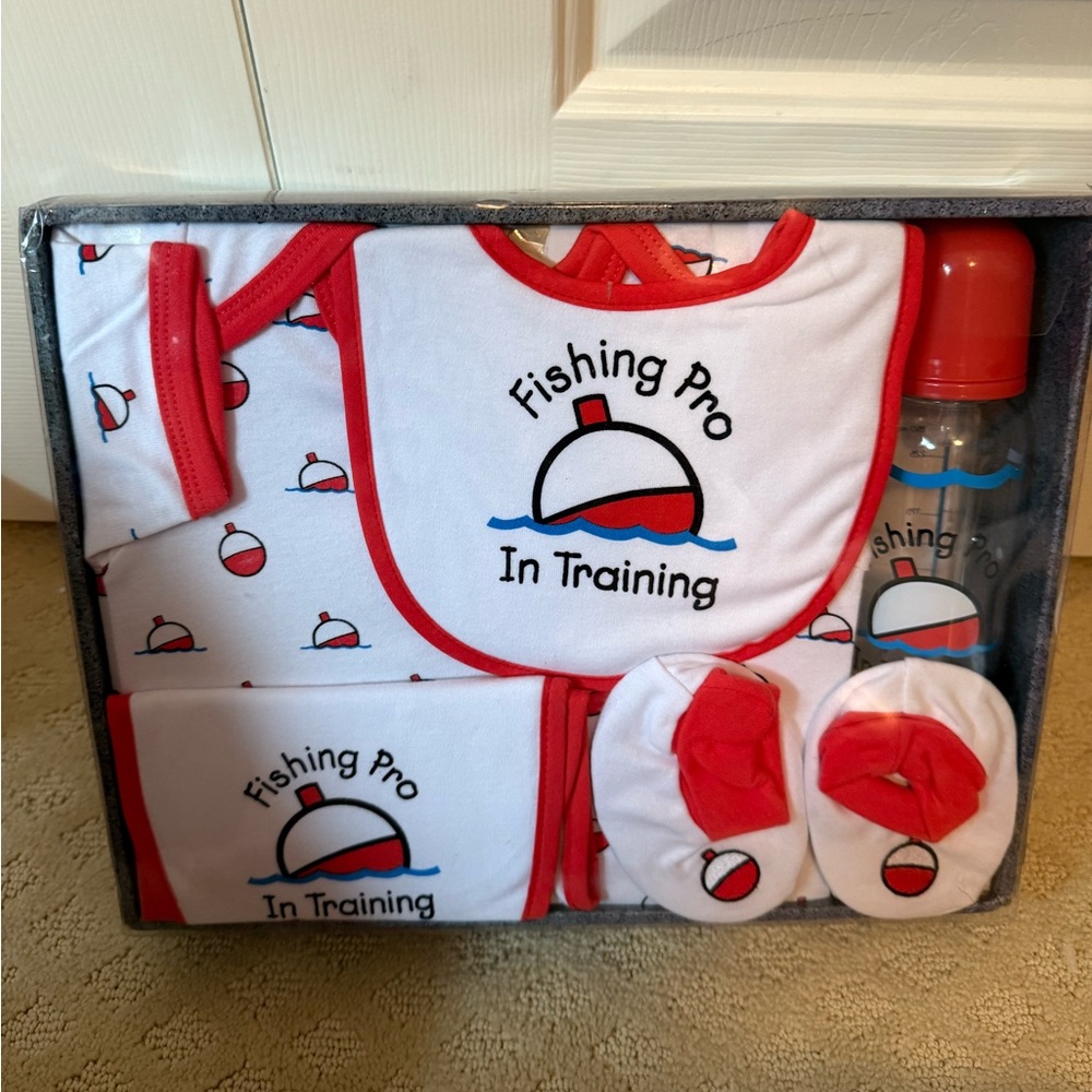 Fishing Pro In Training Kids One Piece Set - Red